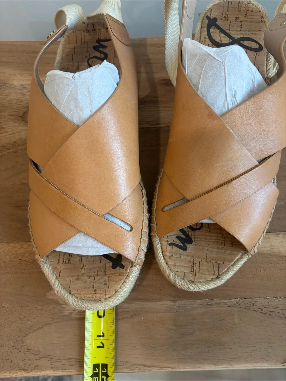 Sam Edelman Tan Leather Crisscross Espadrille Tie Sandals